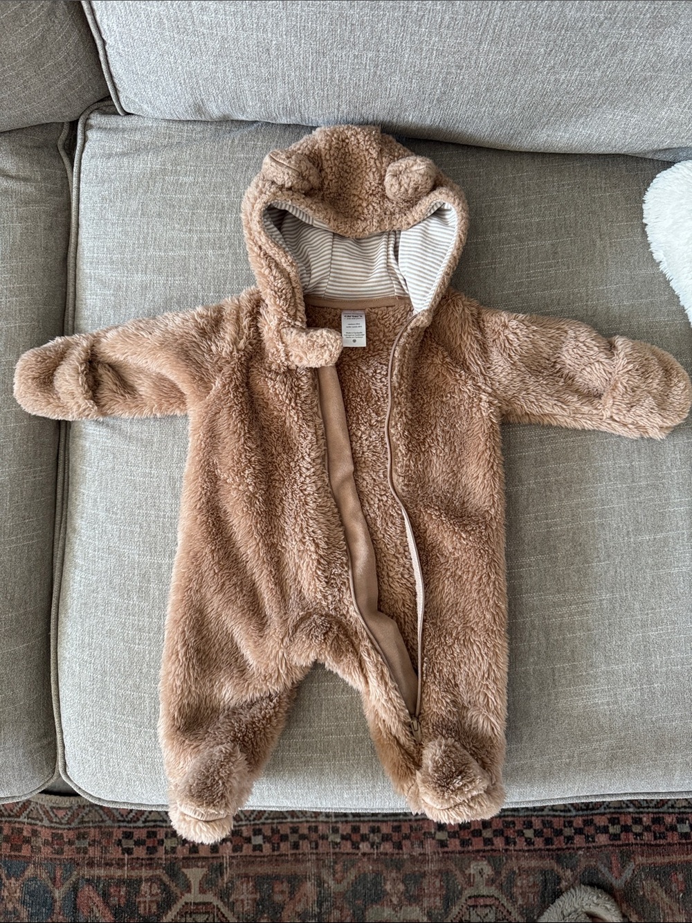 Carter's Brown Plush Teddy Hooded Baby One-Piece